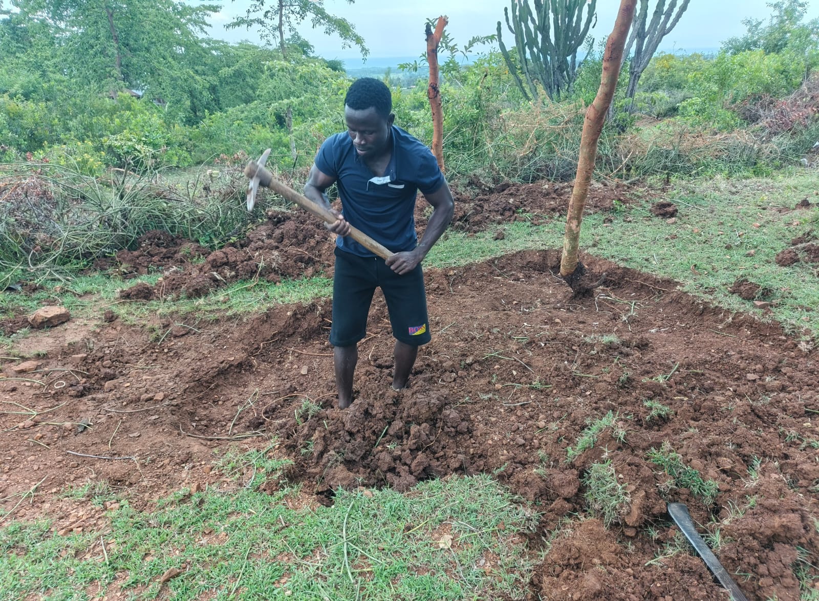 Building foundations for the water pan project in Western Kenya